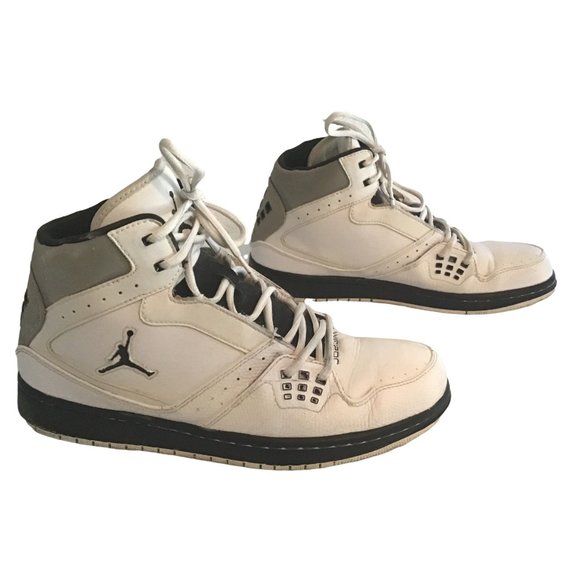 JORDAN 1 FLIGHT MID MEN'S SIZE 10.5 SHOES WHITE GRAY BLACK ATHLETIC SNEAKER - Picture 2 of 6